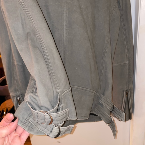 Iro leather jacket size M grey with green hue real leather NWT - Picture 9 of 11